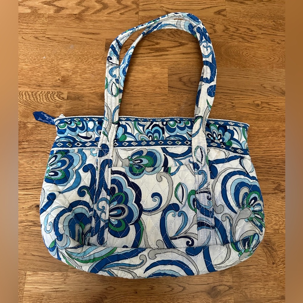 Vera Bradley Little Betsy Blue and Green Patterned Tote Bag